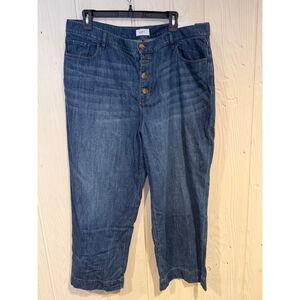 LOFT Blue Wide Leg High Rise Jeans Size 16 New With Tags
